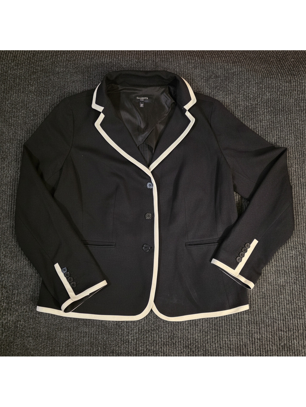 Talbots Women's Black Blazer with White Trim Size 16W
